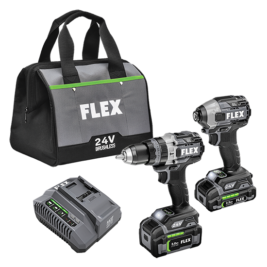 HAMMER DRILL WITH TURBO MODE AND QUICK EJECT IMPACT DRIVER KIT by FLEX